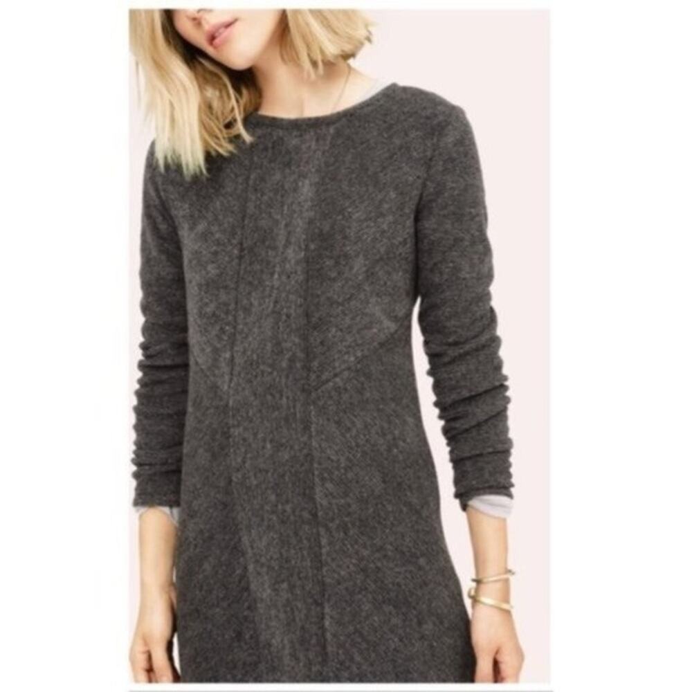Lou & Grey Sweater‎ Dress Womens Size S Gray Ribbed Knit Long Sleeve Zipper Back